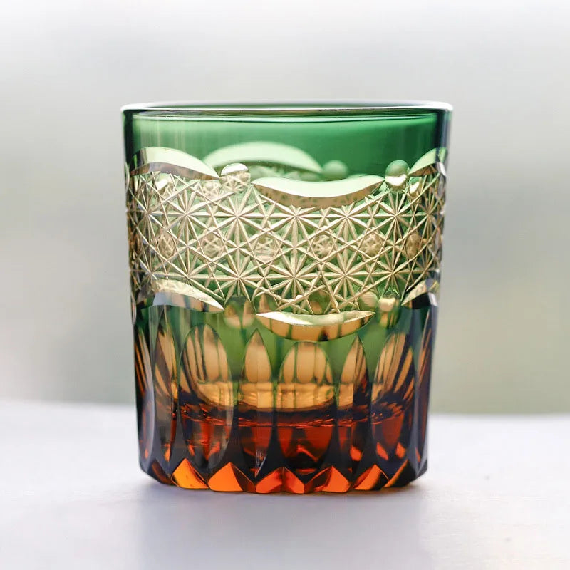 Edo japonês corte de vidro cristal uísque vidro artesanal casa margarida água fria presente vidro