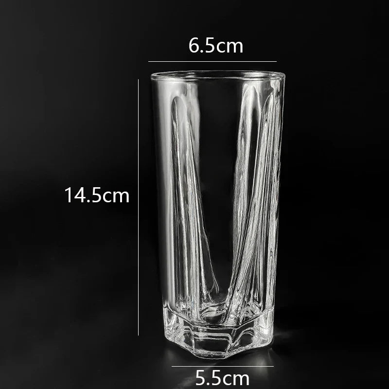 Fundo quadrado rotativo escultura Tumbler Collin copos de café, Caneca de vidro gravada, Copos Cocktail, Drinkware, 200ml, 280ml