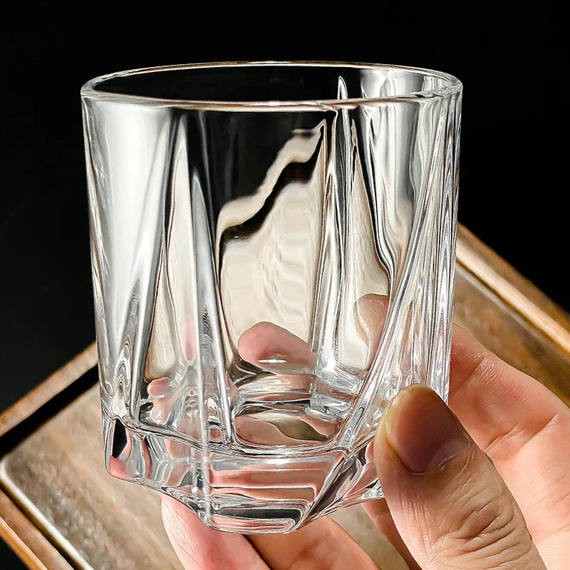 Fundo quadrado rotativo escultura Tumbler Collin copos de café, Caneca de vidro gravada, Copos Cocktail, Drinkware, 200ml, 280ml