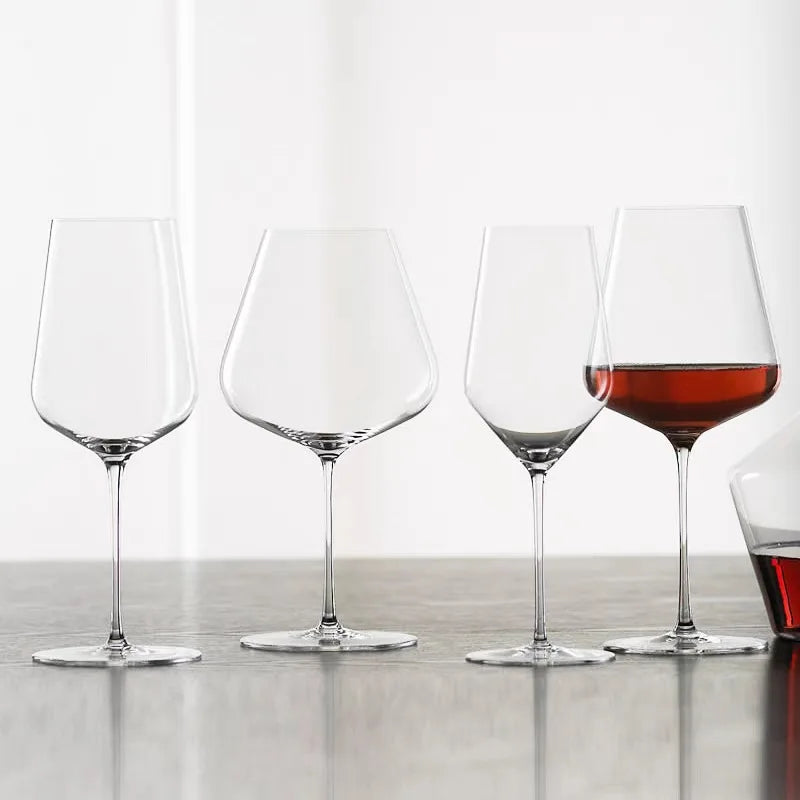 Copo de vinho feito à mão de cristal de banquete de luxo estilo europeu, artesanato domenado extremamente fino, taça clássica perfeita e impecável