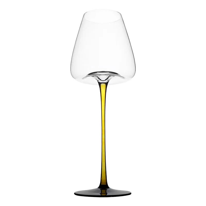 Copo de vinho tinto feito à mão com haste puxada, taça de vinho, copo de vinho tinto, copo de servir, bar doméstico, uso de festa de casamento, amarelo