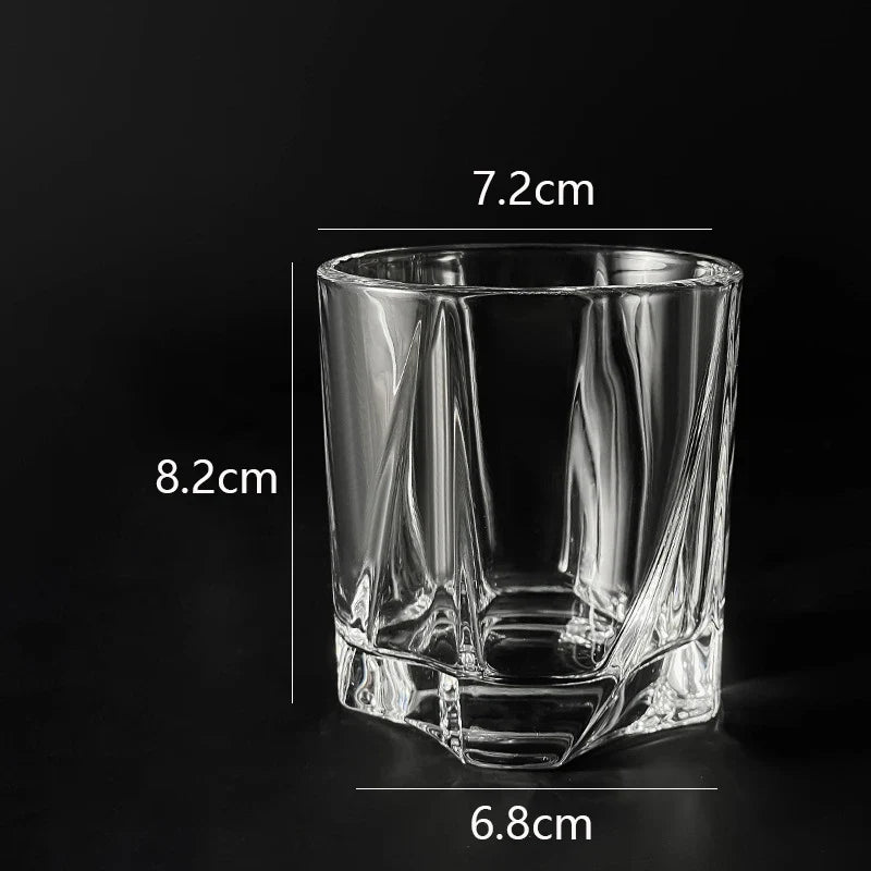 Fundo quadrado rotativo escultura Tumbler Collin copos de café, Caneca de vidro gravada, Copos Cocktail, Drinkware, 200ml, 280ml