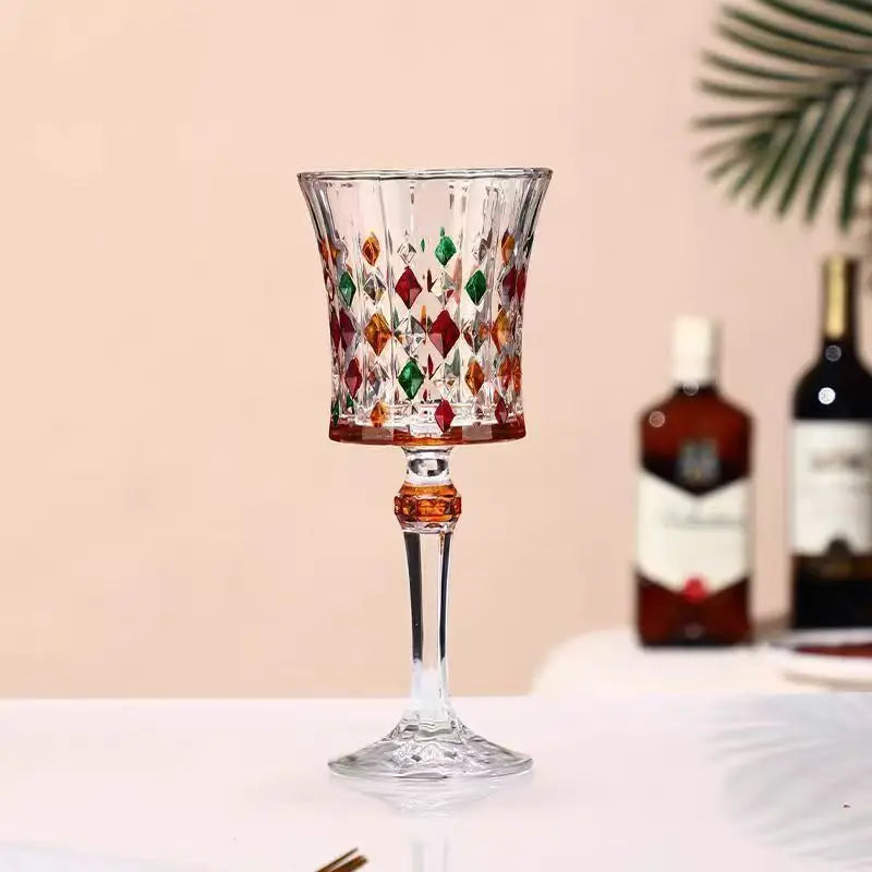 Europeu high-end diamante cristal copo de vinho tinto luxo cálice retro copo de vinho nicho pintado copo