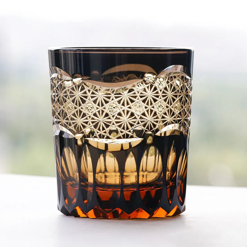 Edo japonês corte de vidro cristal uísque vidro artesanal casa margarida água fria presente vidro