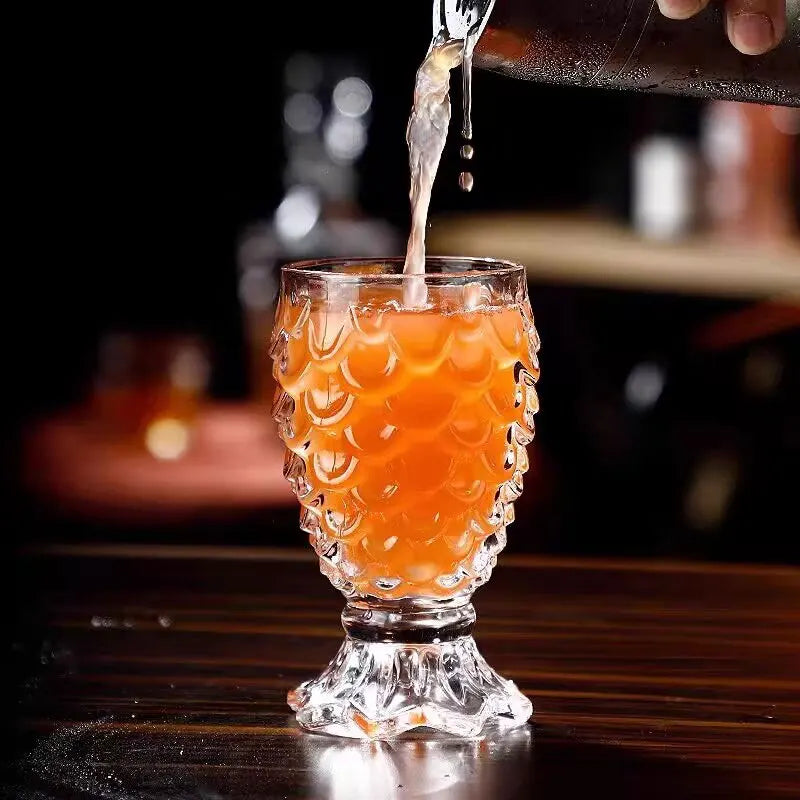 30ml escala de peixe copo de vidro conjunto de 4 pçs copo de suco em relevo padrão sereia copo de água cerveja pequena copo de vidro tiro vidro de vinho