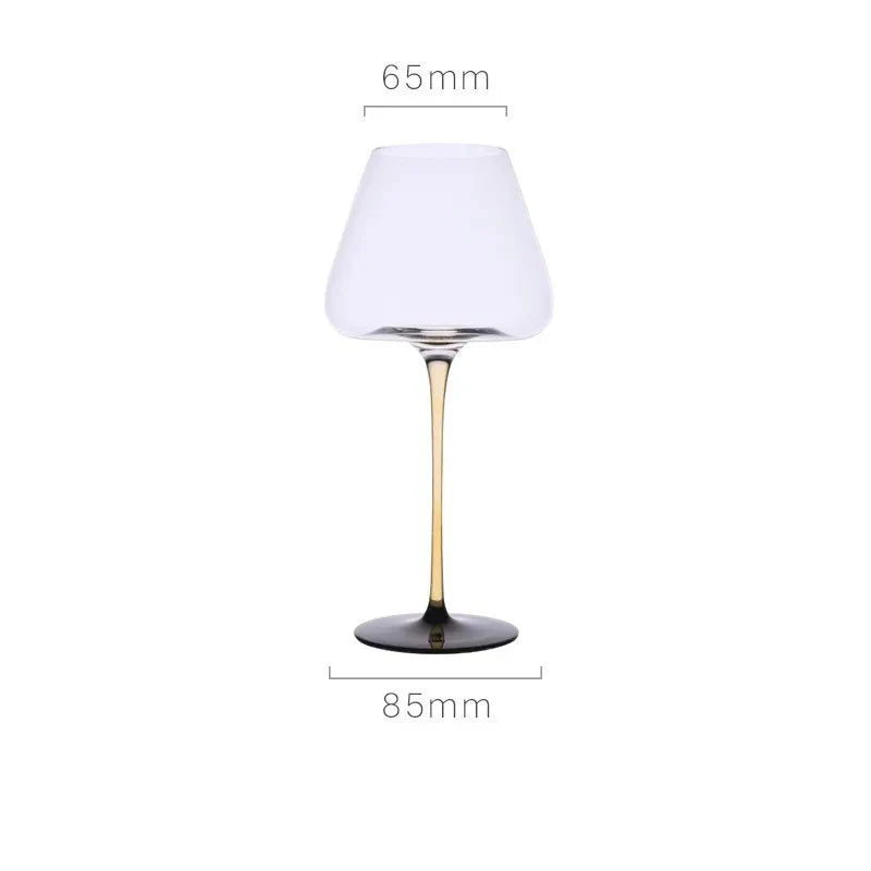 Copo de vinho tinto feito à mão com haste puxada, taça de vinho, copo de vinho tinto, copo de servir, bar doméstico, uso de festa de casamento, amarelo