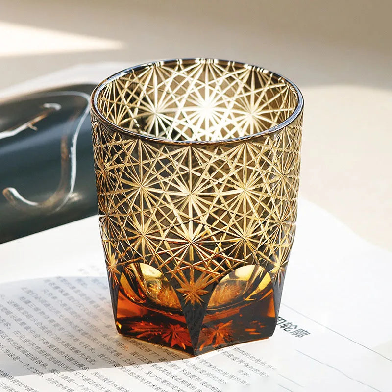 Edo japonês corte de vidro cristal uísque vidro artesanal casa margarida água fria presente vidro
