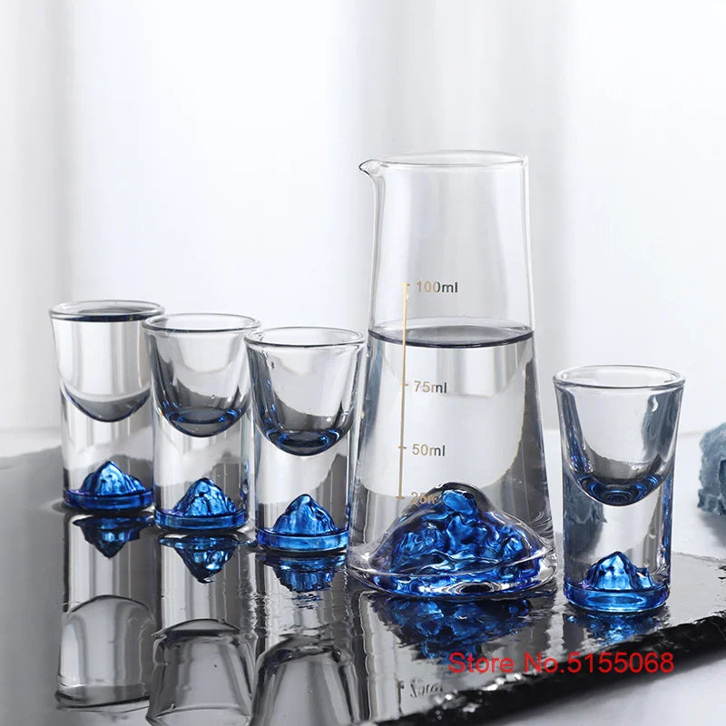 Iceberg Licor Shot Decanter de vidro vinho, Montanha IKB Crystal, White Spirit Cup, Vodka Pot, Mini Wineglass Dispenser, 3D Klein Blue