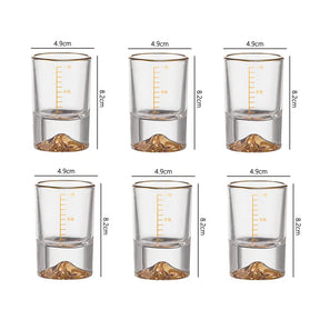 Conjunto de copos de vinho luxuosos com bordas douradas, 6 peças, criativo, dourado, em forma de montanha, copo de vinho, folha de ouro de alta qualidade, copo de espíritos