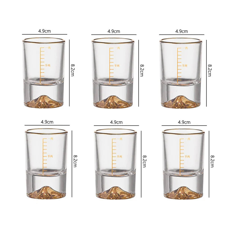 Conjunto de copos de vinho luxuosos com bordas douradas, 6 peças, criativo, dourado, em forma de montanha, copo de vinho, folha de ouro de alta qualidade, copo de espíritos