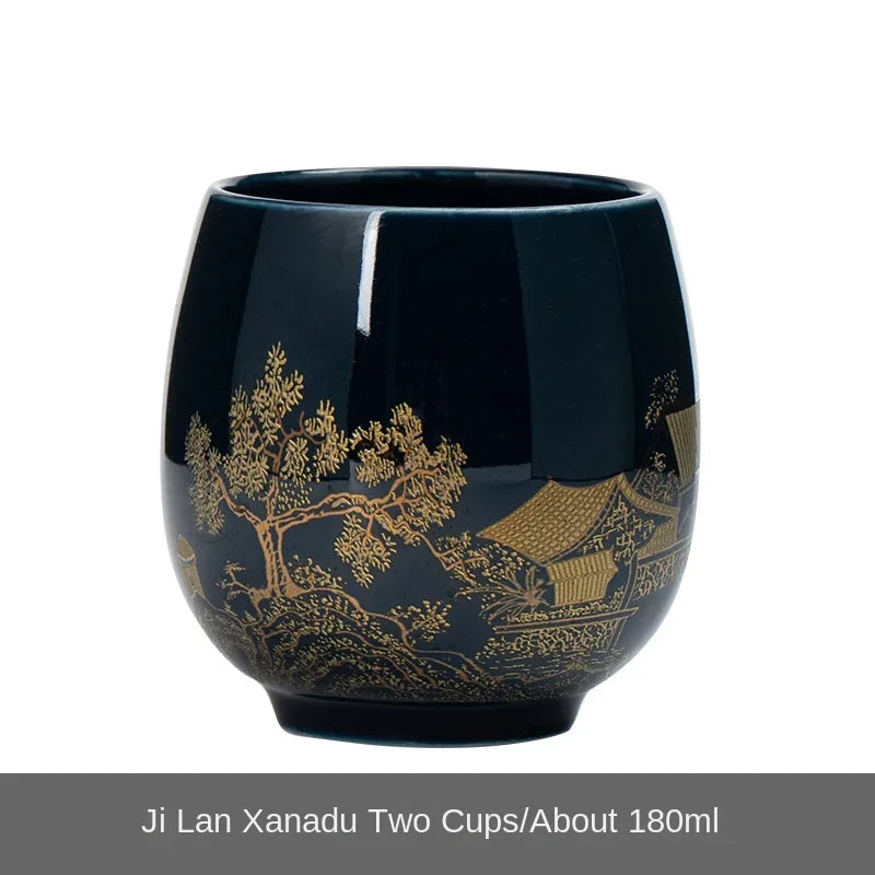 Xícara de chá de cerâmica japonesa 180ml, Jilan, xícara mestre minimalista, grande esmalte preto, conjunto de chá kung fu doméstico, xícara única, xícara de chá