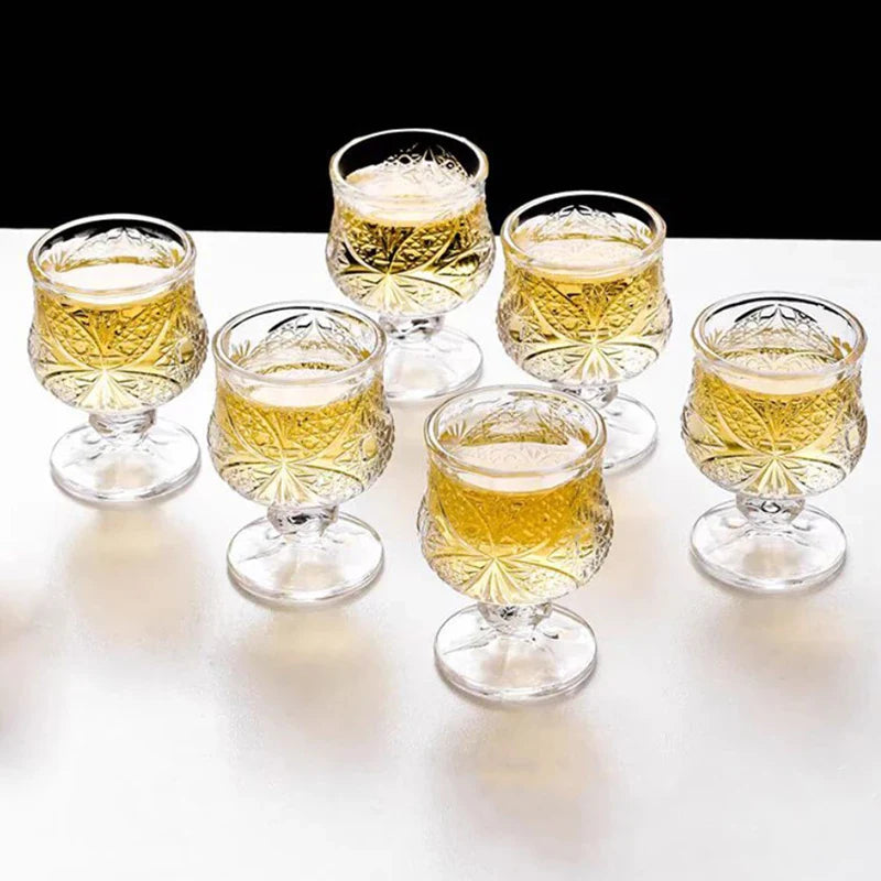 Conjunto De Vidro De Vinho Criativo, Copo Gravado, Mini Copos, Padrão De Borboleta, Drinkware Transparente, Home Acessórios, Presentes De Casamento, 6pcs