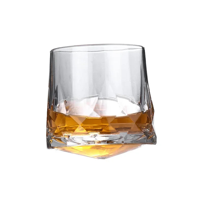 Novo criativo grosso cristal uísque tumbler vidro girando topos design martelo copos de vinho brandy copo wineglass