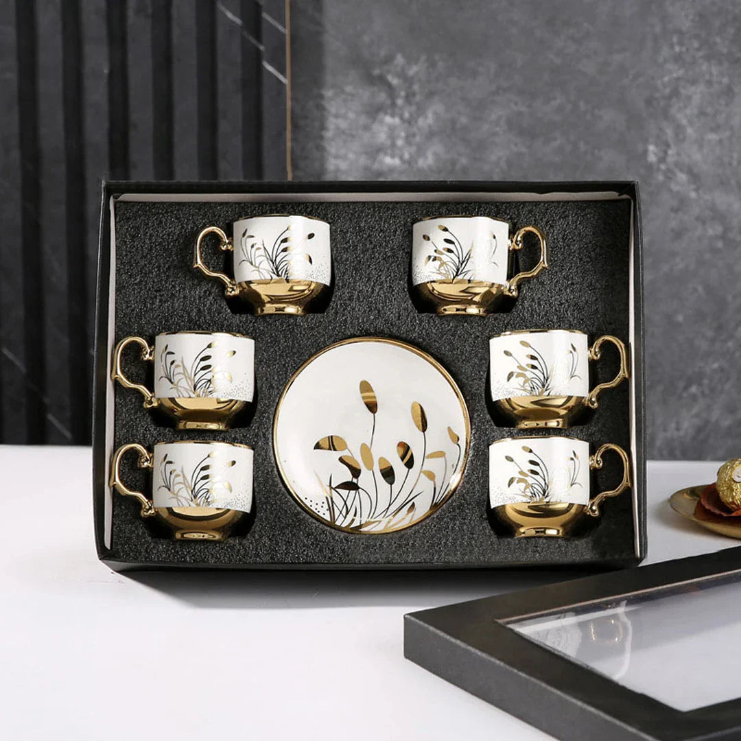 Conjunto de caneca de café e pires, 12 peças, copo de cerâmica árabe, copo, copo de 90ml e conjunto de pires, 6 copos, 6 pires