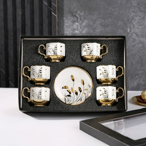 Conjunto de caneca de café e pires, 12 peças, copo de cerâmica árabe, copo, copo de 90ml e conjunto de pires, 6 copos, 6 pires