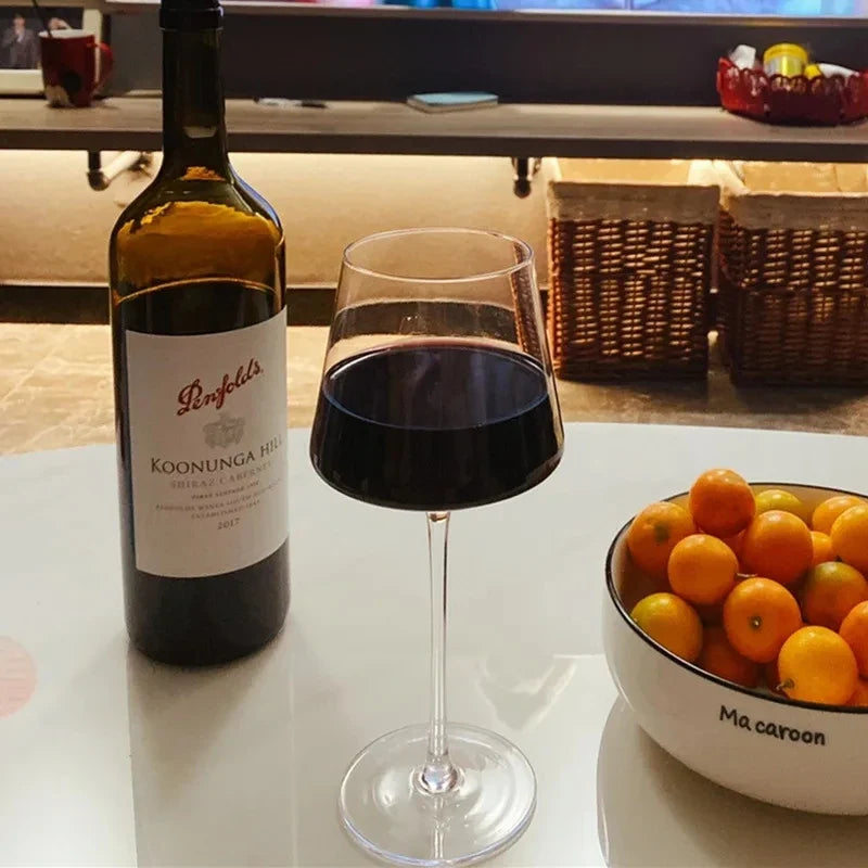 Copo de vinho tinto artesanal, cristal ultrafino, cálice Borgonha, copo de degustação Art Big Belly, nível de coleção, 450ml