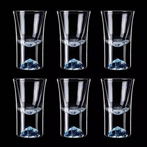 Conjunto de vidro curto com borda dourada, 6 peças, folha de ouro/pico azul, copos de espíritos, vidro de cristal, saquê, soju, brandy, xícara de chá, 15ml