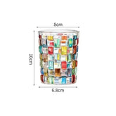 Linhas coloridas europeias, vidro de cristal tecido, vitral, copo de suco, vidro de uísque, presente personalizado