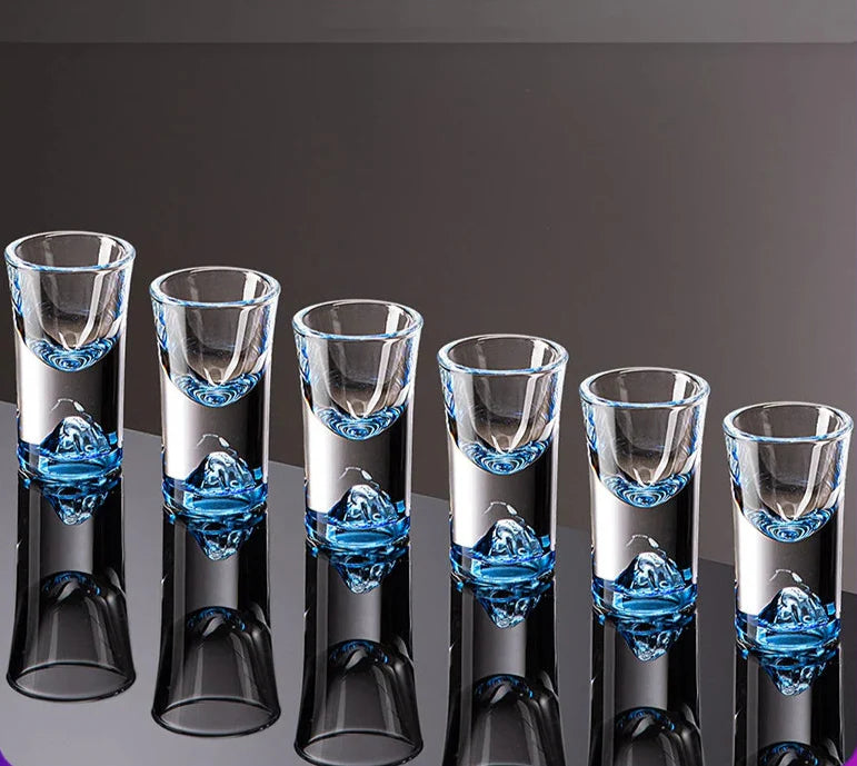 Conjunto de vidro curto com borda dourada, 6 peças, folha de ouro/pico azul, copos de espíritos, vidro de cristal, saquê, soju, brandy, xícara de chá, 15ml