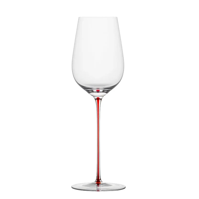 CRISON PREMIUM Copo de vinho de haste vermelha feito à mão de cristal de alta qualidade com design elegante de pé alto para maior beleza do vinho