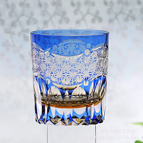 Edo japonês corte de vidro cristal uísque vidro artesanal casa margarida água fria presente vidro