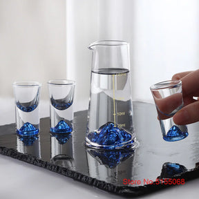 Iceberg Licor Shot Decanter de vidro vinho, Montanha IKB Crystal, White Spirit Cup, Vodka Pot, Mini Wineglass Dispenser, 3D Klein Blue