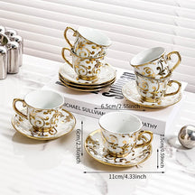 Conjunto de caneca de café e pires, 12 peças, copo de cerâmica árabe, copo, copo de 90ml e conjunto de pires, 6 copos, 6 pires
