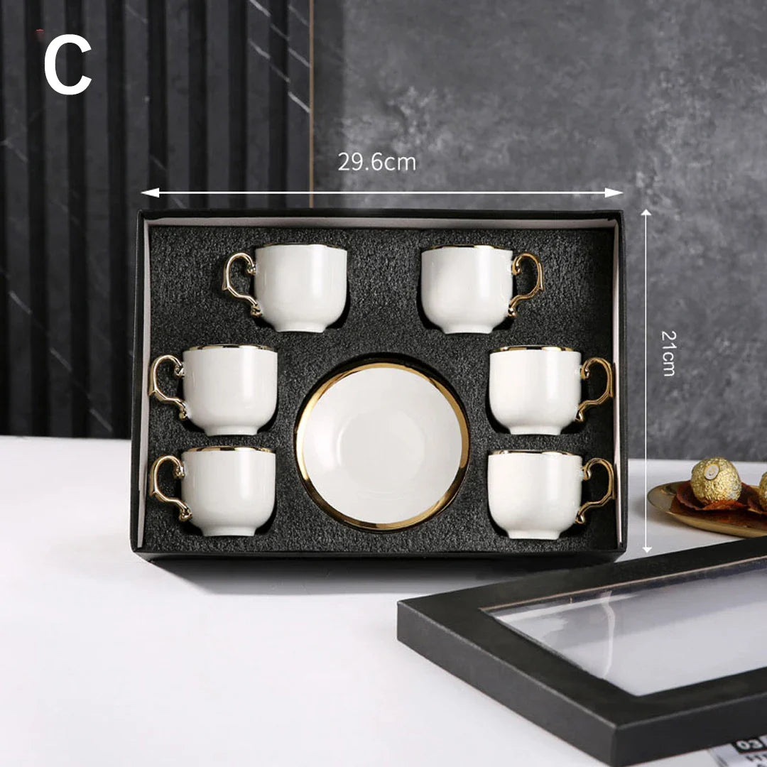 Conjunto de caneca de café e pires, 12 peças, copo de cerâmica árabe, copo, copo de 90ml e conjunto de pires, 6 copos, 6 pires