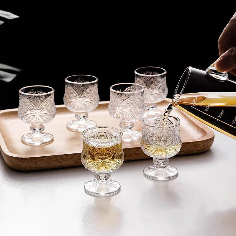 Conjunto De Vidro De Vinho Criativo, Copo Gravado, Mini Copos, Padrão De Borboleta, Drinkware Transparente, Home Acessórios, Presentes De Casamento, 6pcs