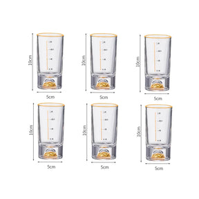 Conjunto de copos de vinho luxuosos com bordas douradas, 6 peças, criativo, dourado, em forma de montanha, copo de vinho, folha de ouro de alta qualidade, copo de espíritos