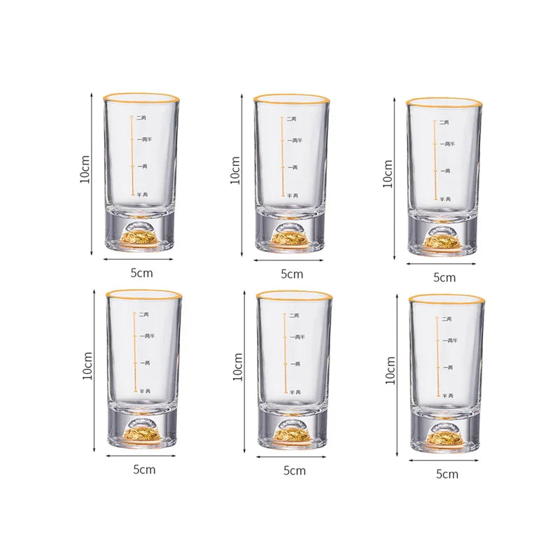 Conjunto de copos de vinho luxuosos com bordas douradas, 6 peças, criativo, dourado, em forma de montanha, copo de vinho, folha de ouro de alta qualidade, copo de espíritos