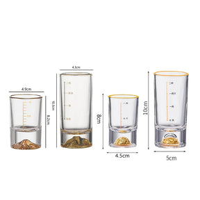 Conjunto de copos de vinho luxuosos com bordas douradas, 6 peças, criativo, dourado, em forma de montanha, copo de vinho, folha de ouro de alta qualidade, copo de espíritos