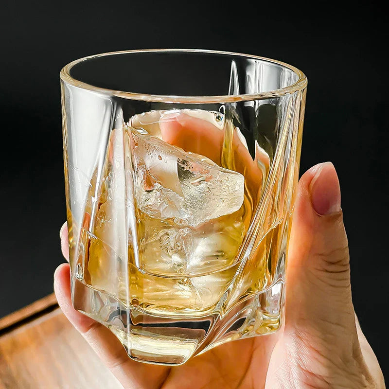 Fundo quadrado rotativo escultura Tumbler Collin copos de café, Caneca de vidro gravada, Copos Cocktail, Drinkware, 200ml, 280ml