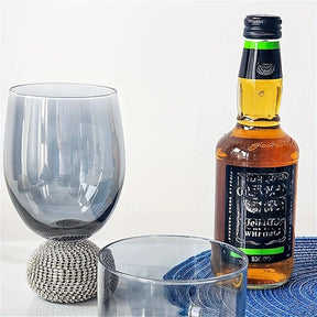 Copo de vidro de vinho sem haste de luxo, strass, fumaça cinza, reutilizável para coquetéis, vinho tinto, copo de uísque, presentes de diamante