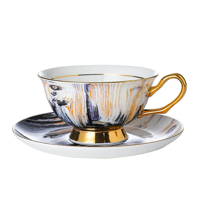Xícara De Café De Grão De Madeira E Pires Caixa De Presente, Copo De Cerâmica Requintada High-End, conjunto De Chá Da Tarde Britânico, Premium Bone China