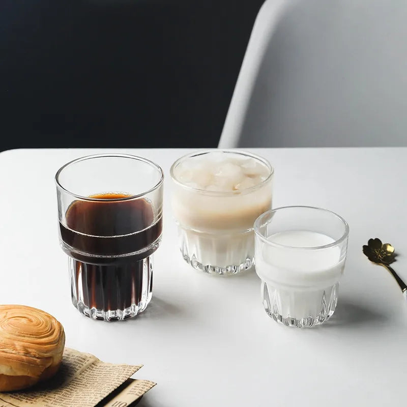 3 opções de capacidade vintage requintado americano copo de café gelado transparente fermentação fria latte copo de vidro bebida copo de água empilhável