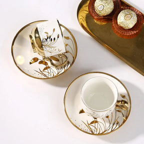 Conjunto de caneca de café e pires, 12 peças, copo de cerâmica árabe, copo, copo de 90ml e conjunto de pires, 6 copos, 6 pires