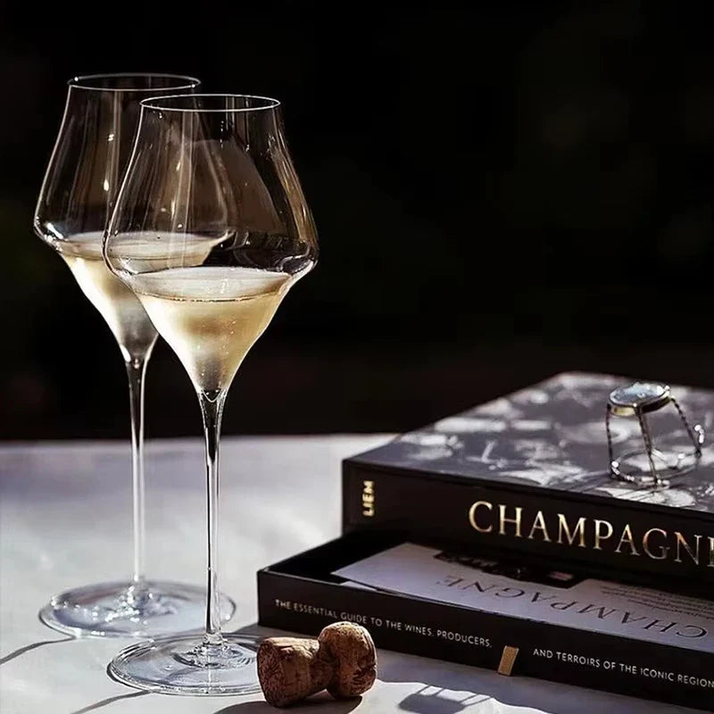 Copo de vinho de cristal de qualidade superior de luxo estilo Josephinen 0,5 mm Copo de champanhe impecável feito à mão extremamente fino