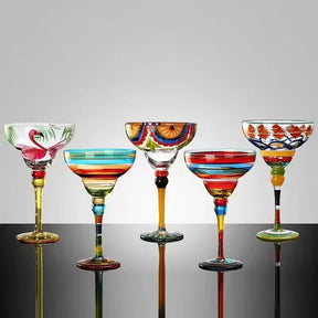 Conjunto de copos de coquetel margarita e champanhe coloridos feitos à mão, design criativo para casa, bar, festa de casamento, elegante, exclusivo