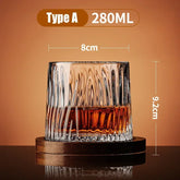 Copo de uísque com base de cristal, copos de uísque rotativos, copo de vidro de brandy para bar e casa