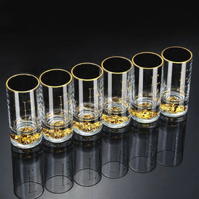 Conjunto de copos de vinho luxuosos com bordas douradas, 6 peças, criativo, dourado, em forma de montanha, copo de vinho, folha de ouro de alta qualidade, copo de espíritos