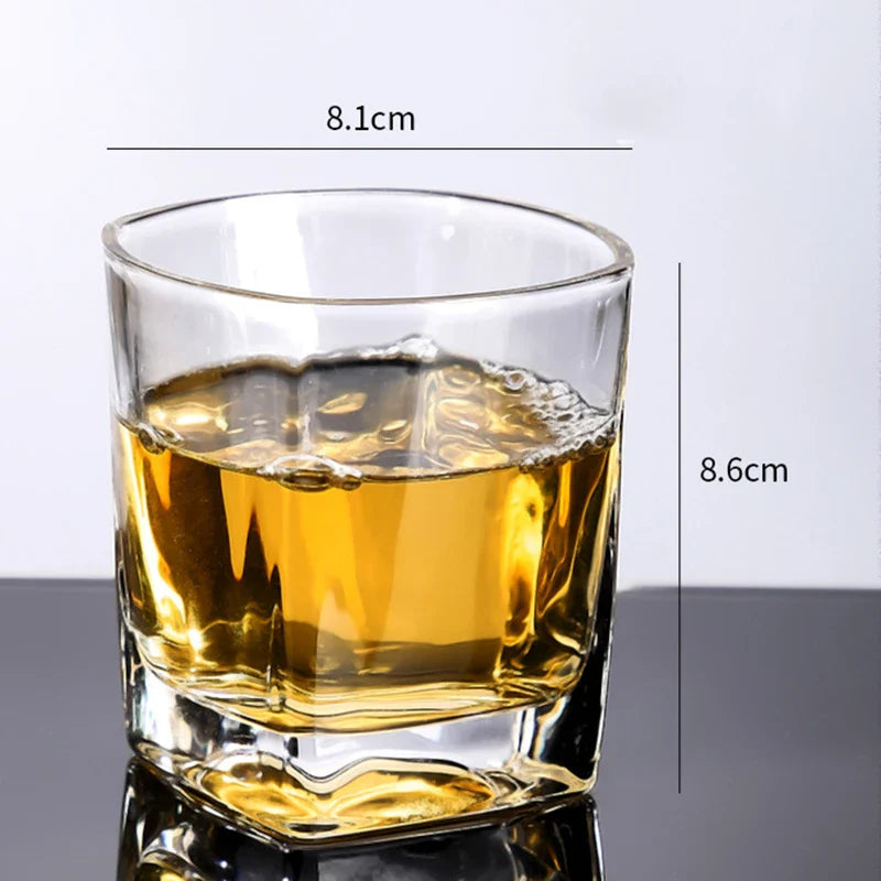 Garrafa De Água Quadrada De Fundo Grosso Copo de vinho transparente, Copo de vinho espessado, Copos de café antiquados, 235ml