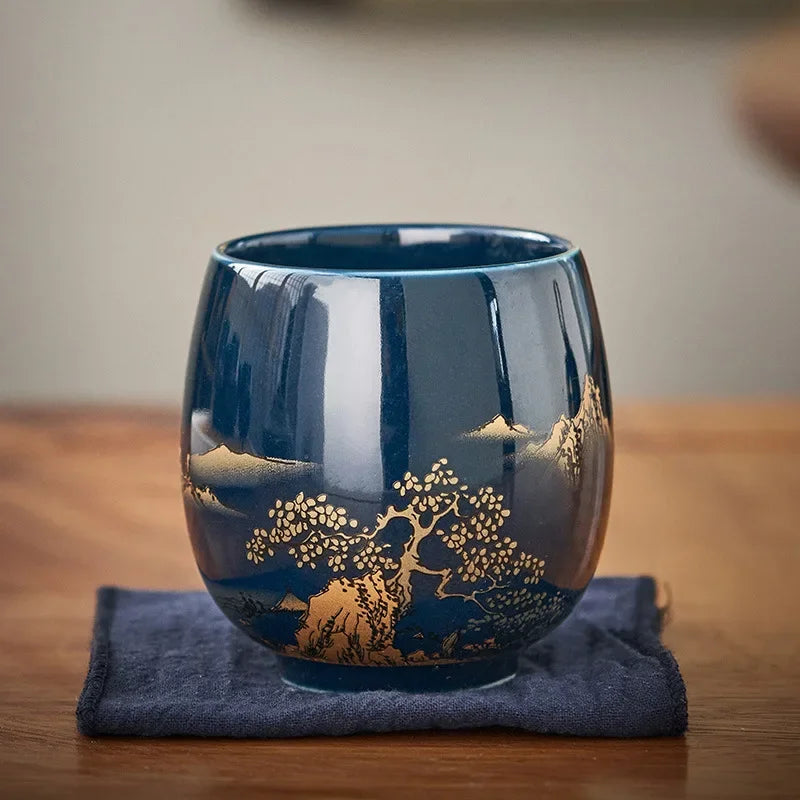 Xícara de chá de cerâmica japonesa 180ml, Jilan, xícara mestre minimalista, grande esmalte preto, conjunto de chá kung fu doméstico, xícara única, xícara de chá
