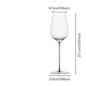 CRISON PREMIUM Copo de vinho de haste vermelha feito à mão de cristal de alta qualidade com design elegante de pé alto para maior beleza do vinho