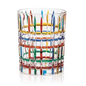 Linhas coloridas europeias, vidro de cristal tecido, vitral, copo de suco, vidro de uísque, presente personalizado