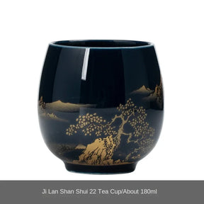 Xícara de chá de cerâmica japonesa 180ml, Jilan, xícara mestre minimalista, grande esmalte preto, conjunto de chá kung fu doméstico, xícara única, xícara de chá
