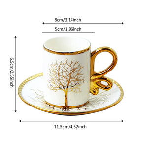 Conjunto de 6 xícaras e 6 pratos, conjunto europeu de xícara de café e pires de cerâmica de luxo leve, xícara requintada britânica e pires para chá da tarde