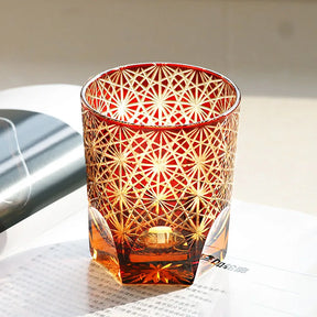 Edo japonês corte de vidro cristal uísque vidro artesanal casa margarida água fria presente vidro
