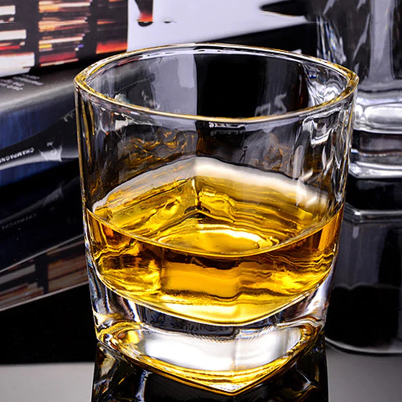 Garrafa De Água Quadrada De Fundo Grosso Copo de vinho transparente, Copo de vinho espessado, Copos de café antiquados, 235ml