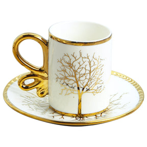 Conjunto de 6 xícaras e 6 pratos, conjunto europeu de xícara de café e pires de cerâmica de luxo leve, xícara requintada britânica e pires para chá da tarde